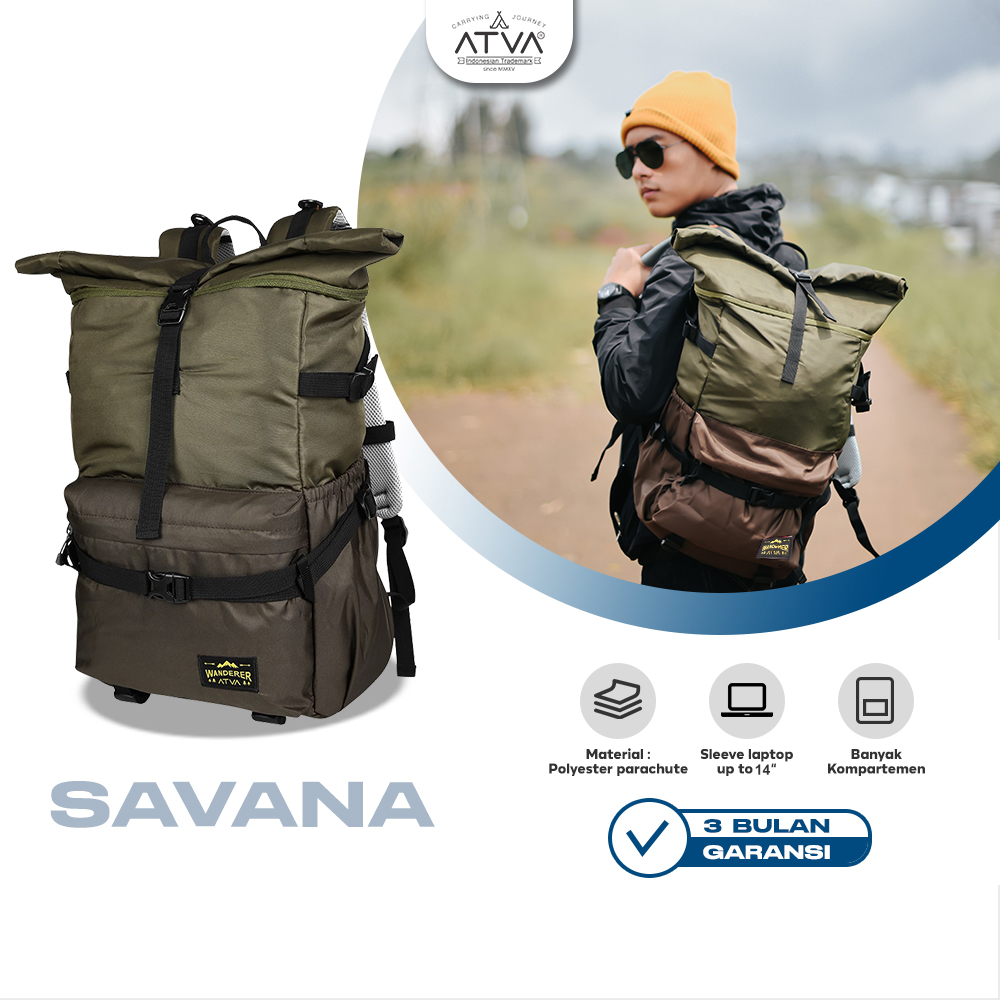 ATVA Tas Backpack Rolltop Savana Series