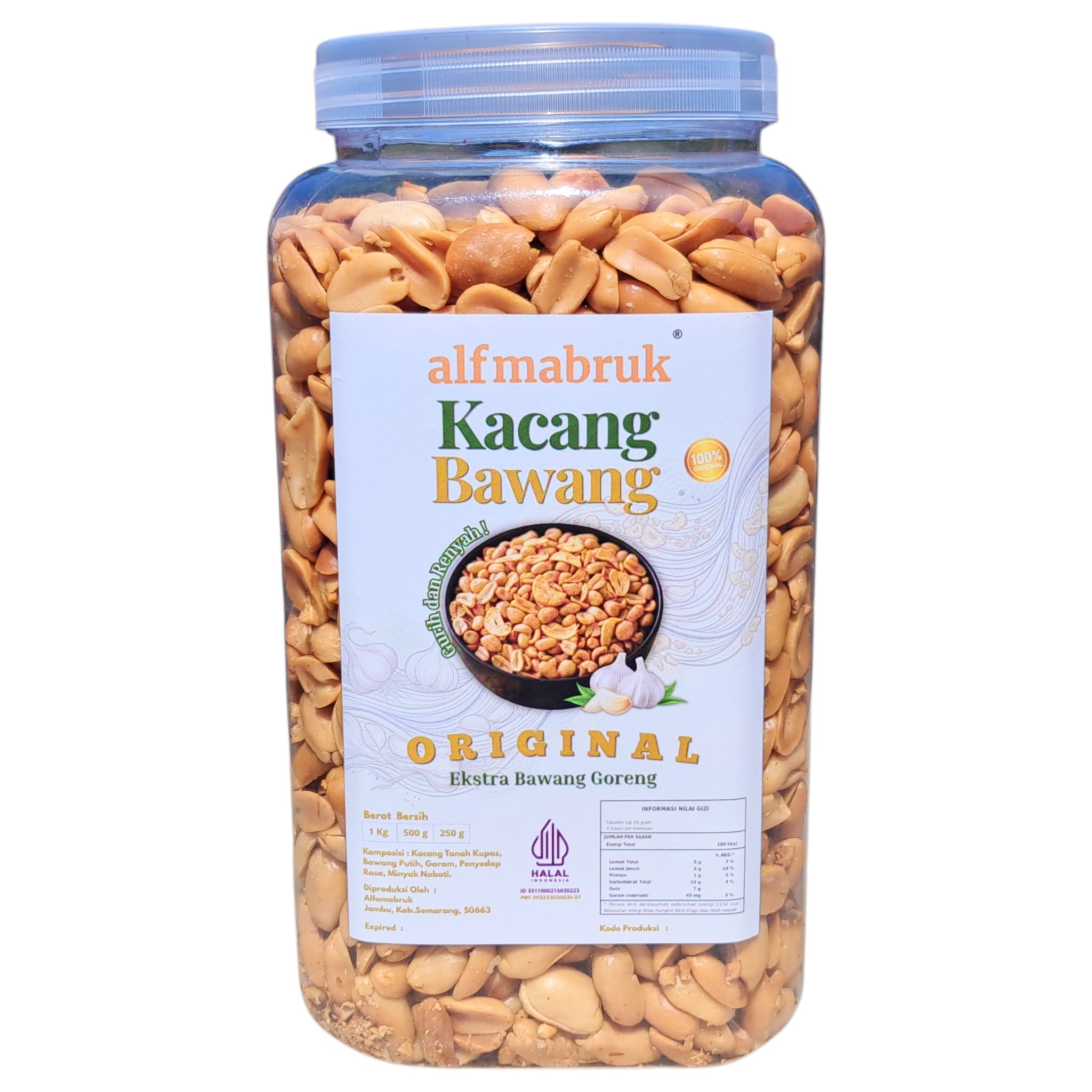 Kacang Bawang Original Extra Bawang Goreng - Value Pack Toples 1kg
