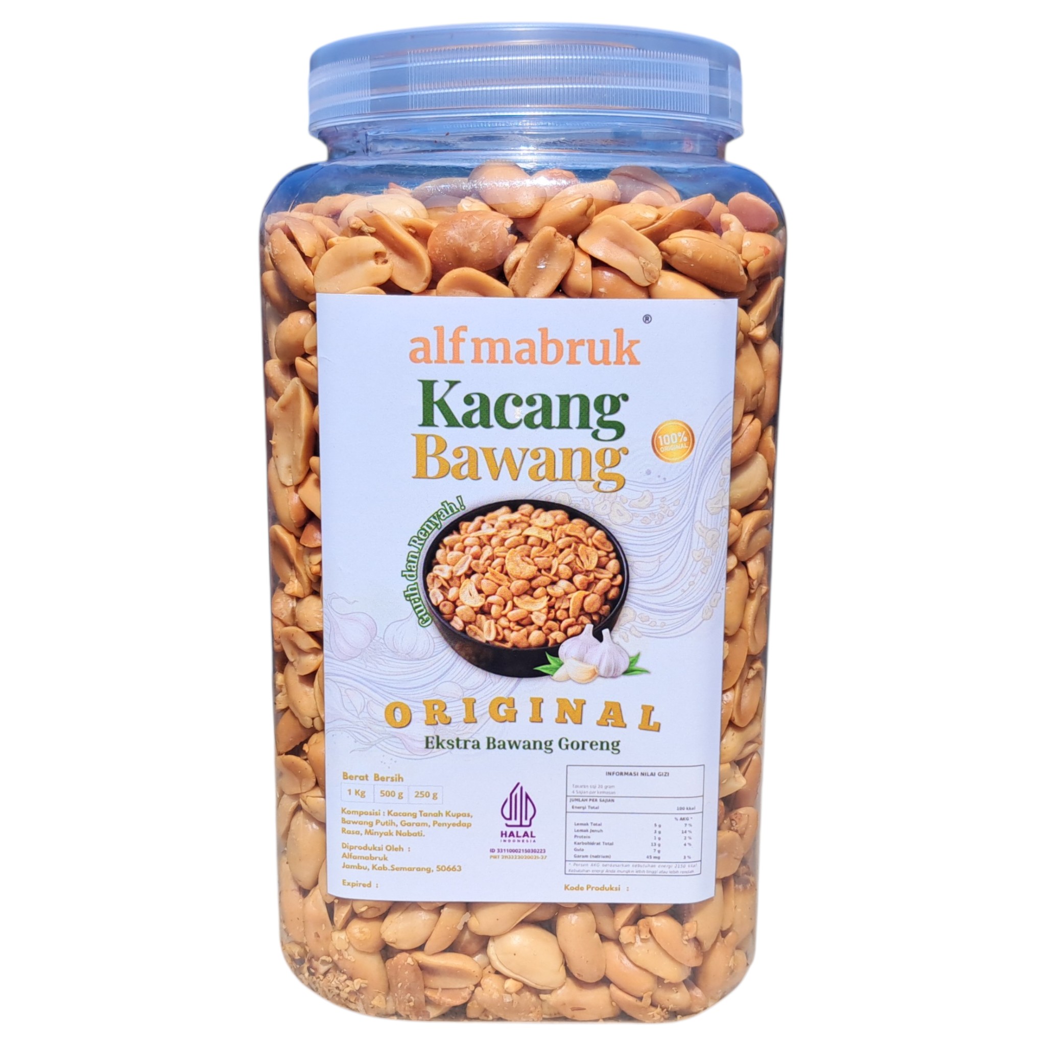 Kacang Bawang Original Extra Bawang Goreng - Value Pack Toples 1kg
