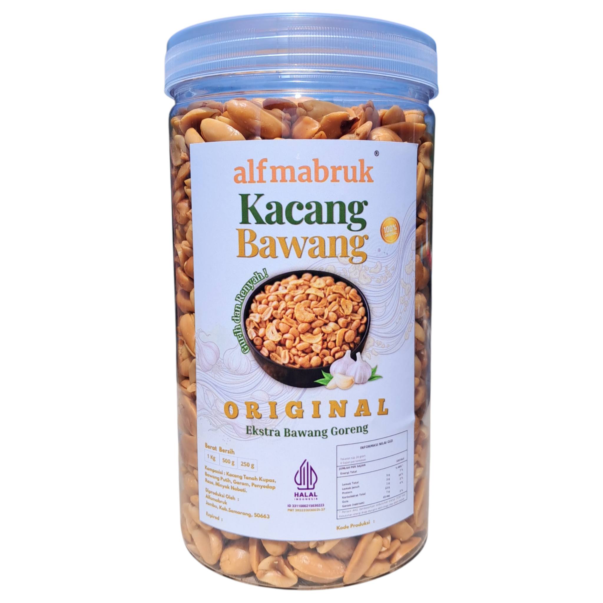 Kacang Bawang Original Extra Bawang Goreng - Value Pack Toples 1kg