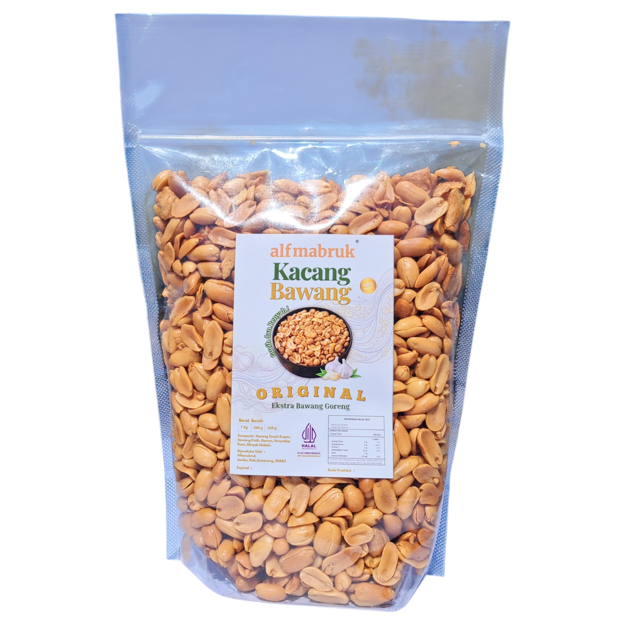Kacang Bawang Original Extra Bawang Goreng - Value Pack Toples 1kg