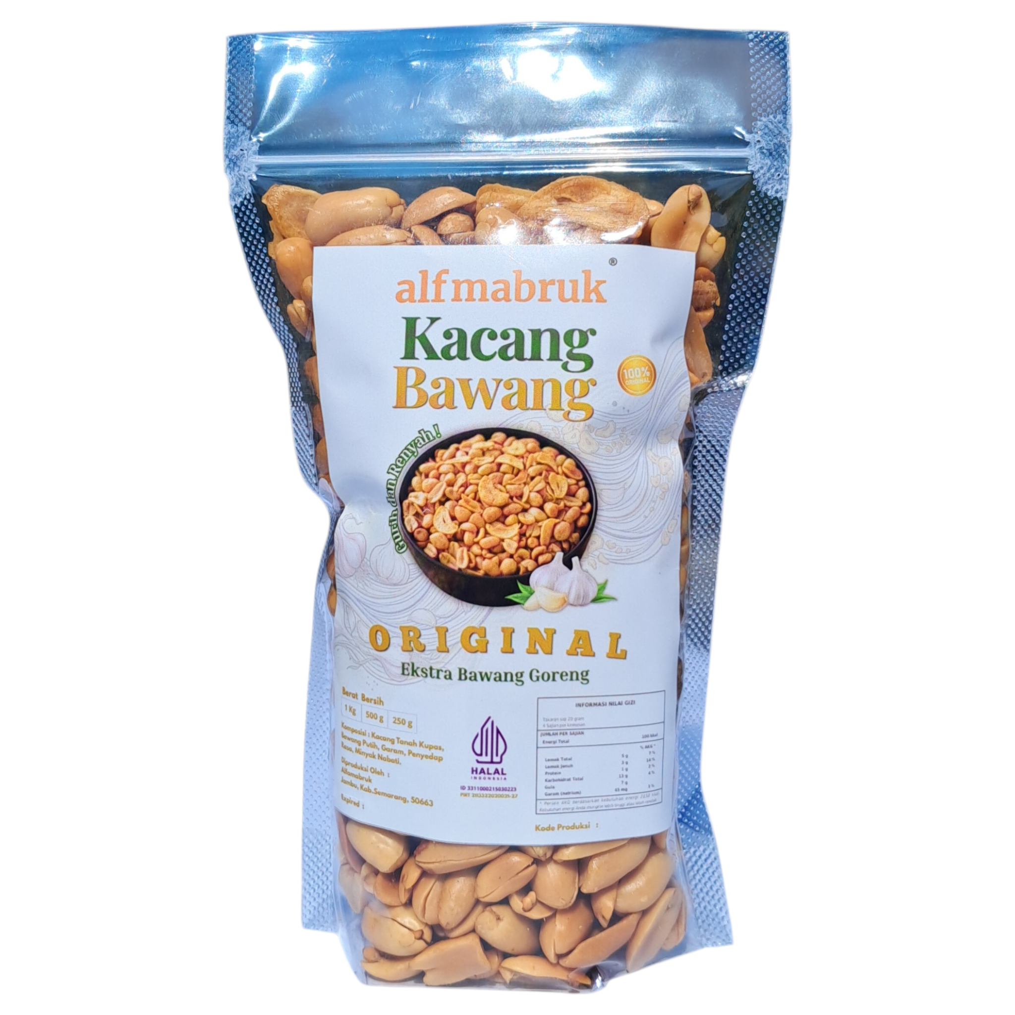 Kacang Bawang Original Extra Bawang Goreng - Value Pack Toples 1kg