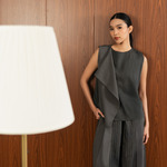 Sae. Arlo Vest Dark Grey Stripe - Vest Wanita Tanpa Lengan Asymmetric - Smart Casual S/M - M/L