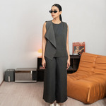 Sae. Arlo Vest Dark Grey Stripe - Vest Wanita Tanpa Lengan Asymmetric - Smart Casual S/M - M/L