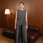 Sae. Arlo Vest Dark Grey Stripe - Vest Wanita Tanpa Lengan Asymmetric - Smart Casual S/M - M/L