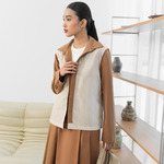 Sae. Isla Jacket Reversible Camel Brown Putih Stripe - Jaket Wanita 2-in-1 - Smart Casual Workwear S/M - L/XL