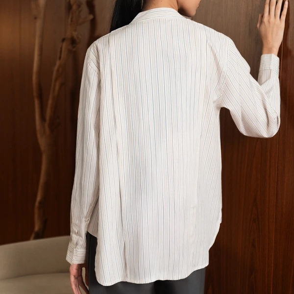 Sae. Blair Shirt White Stripe | Kemeja Wanita Modern Minimalis | Office Wear Smart Casual S/M L/XL