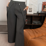 Sae. Arden Pants Dark Grey - Celana Wanita Straight Fit Panel Depan Unik - Office Workwear S/M--L/XL