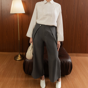 Sae. Arden Pants Dark Grey - Celana Wanita Straight Fit Panel Depan Unik - Office Workwear S/M--L/XL