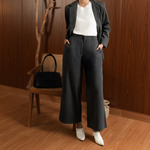 Sae. Harper Pants Dark Charcoal Grey Pinstripe - Celana Straight Fit Wanita - Celana Smart Casual S/M- L/XL