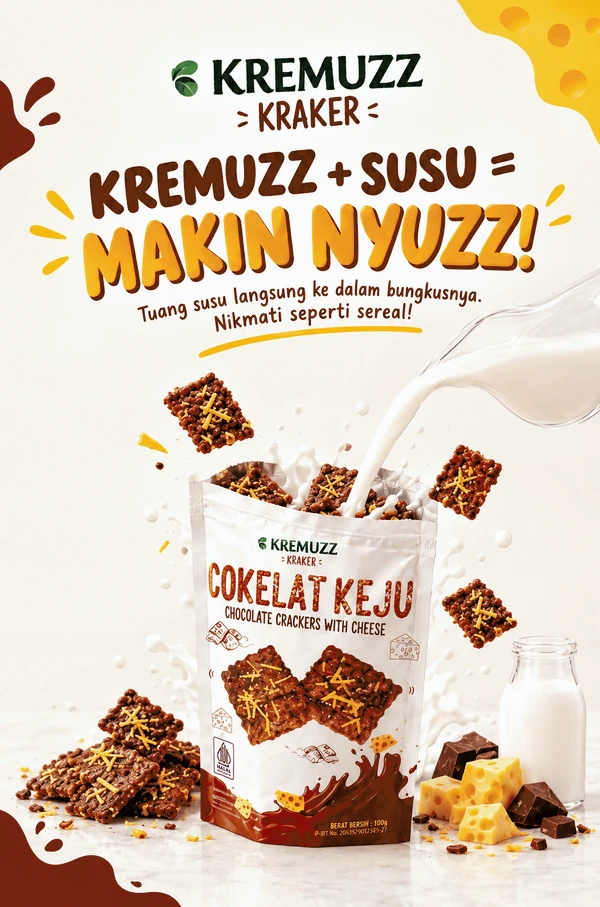 Kremuzz Kraker Rasa Cokelat Keju