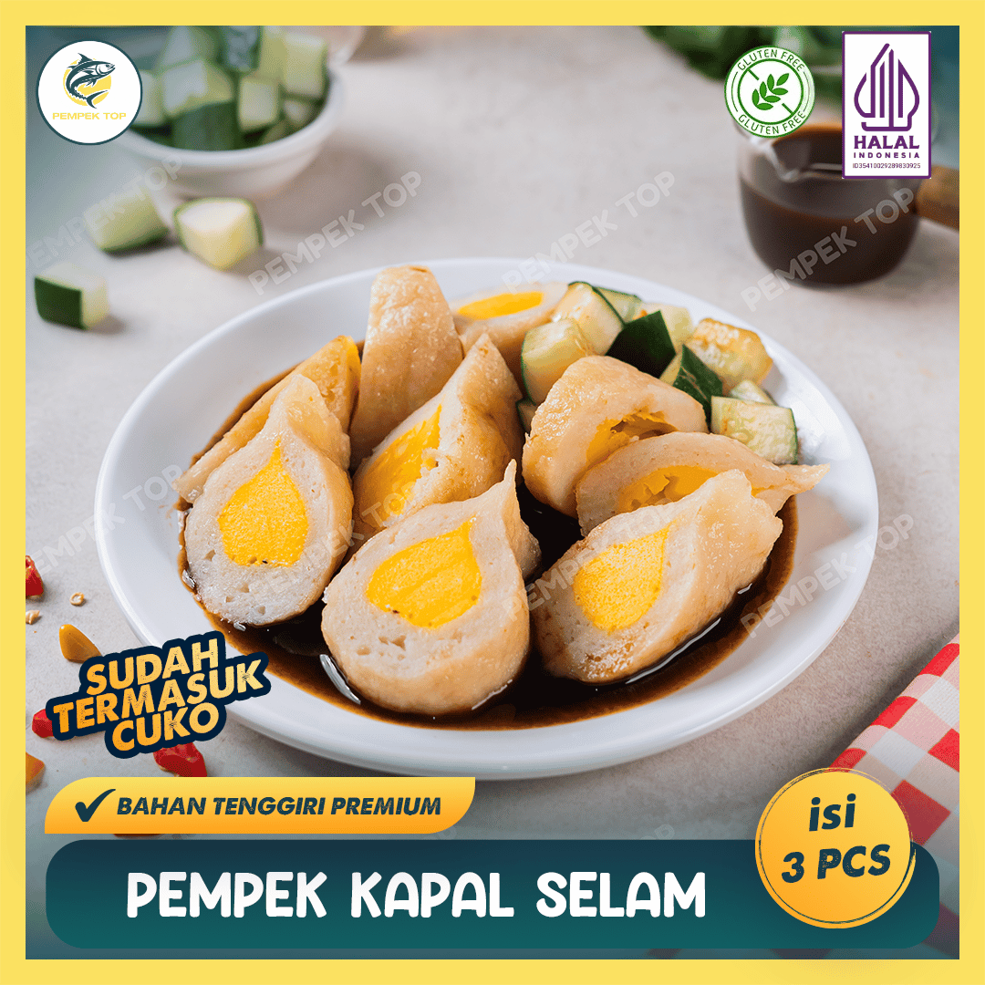 Pempek Kapal Selam Palembang Isi Telur Ayam Kocok | Frozen Food Enak Gurih | Siap Goreng dengan Cuko