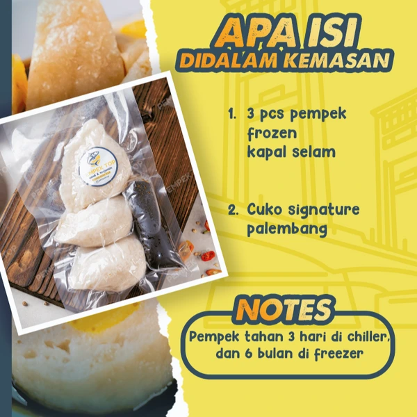 Pempek Kapal Selam Palembang Isi Telur Ayam Kocok | Frozen Food Enak Gurih | Siap Goreng dengan Cuko