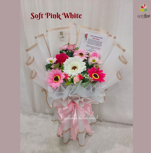 Buket Bunga Soft Pink White