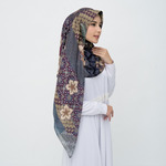 Deenha Hijab Batik Parang Abu Abu Segiempat Lasercut Voal Premium