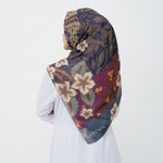 Deenha Hijab Batik Parang Abu Abu Segiempat Lasercut Voal Premium