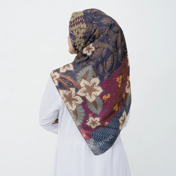 Deenha Hijab Batik Parang Abu Abu Segiempat Lasercut Voal Premium