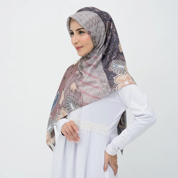 Deenha Hijab Batik Parang Ask Segiempat Lasercut Voal Premium
