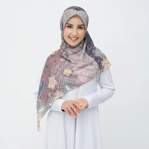 Deenha Hijab Batik Parang Ask Segiempat Lasercut Voal Premium