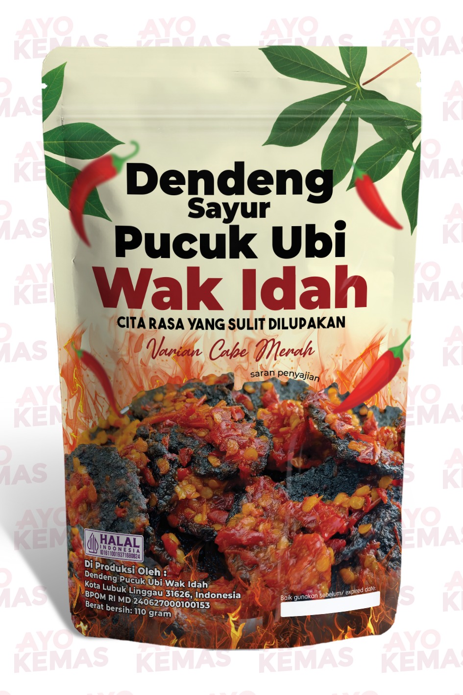Dendeng pucuk ubi wak idah cabe merah
