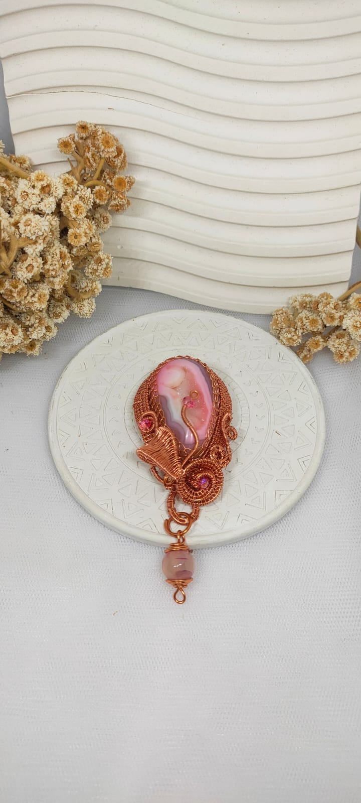 Bros 2in1 Leontin Batu Druzy Pink
