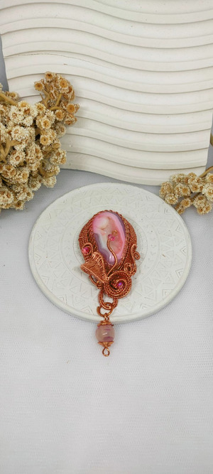Bros 2in1 Leontin Batu Druzy Pink