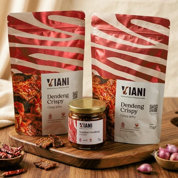 VIANI Dendeng Crispy Sapi  Premium (75 gr) + Sambal