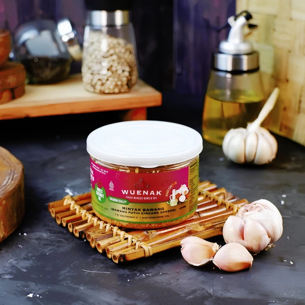 MINYAK BAWANG PUTIH CINCANG GORENG KATING ASLI PREMIUM WUENAK NETTO 190 G BRUTO 225 G