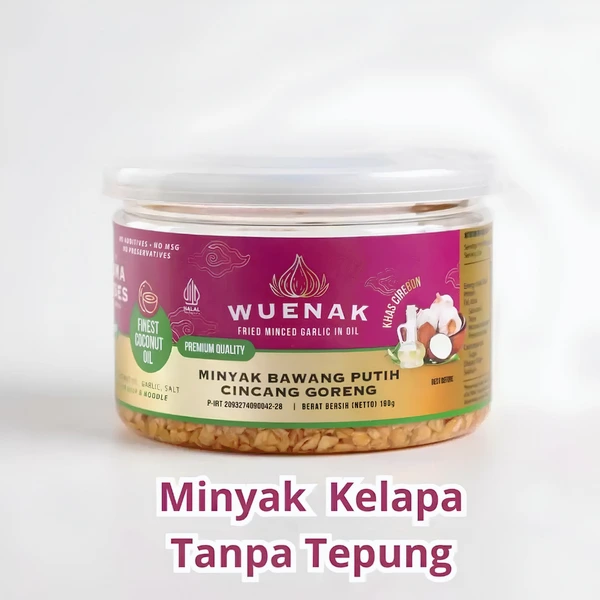 MINYAK BAWANG PUTIH CINCANG GORENG KATING ASLI PREMIUM WUENAK NETTO 190 G BRUTO 225 G