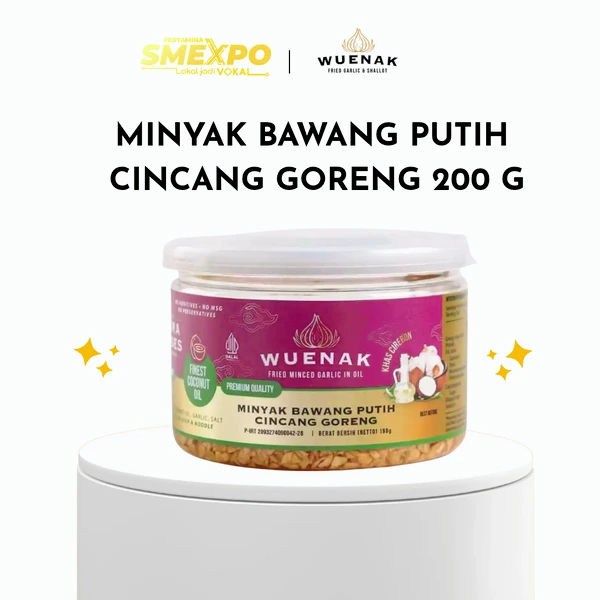 MINYAK BAWANG PUTIH CINCANG GORENG KATING ASLI PREMIUM WUENAK NETTO 190 G BRUTO 225 G
