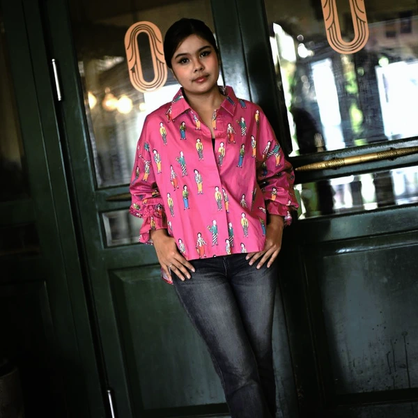BLOUSE KARET KENYA PINK