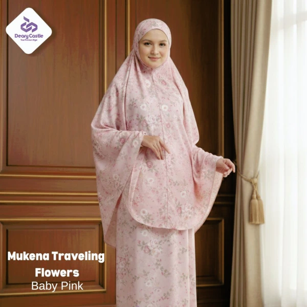 Mukena Traveling Parasut Flowers