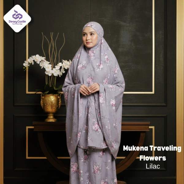 Mukena Traveling Parasut Flowers