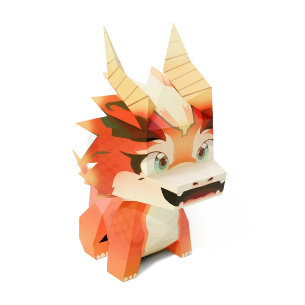 Chinese Dragon, Papercraft Ichinogami (DIY), isi 1 Set Naga Merah tinggi 30 cm