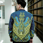 Jaket Bomber Batik Tulis Unisex Motif Beras Tumpah