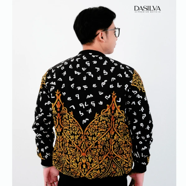 Jaket Bomber Batik Unisex Motif Aksara Pusparaga