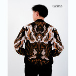 Jaket Bomber Batik Unisex Motif Mahkota Raja