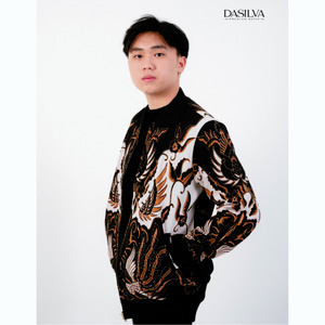Jaket Bomber Batik Unisex Motif Mahkota Raja