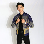 Jaket Bomber Batik Unisex Motif Mandala Biru