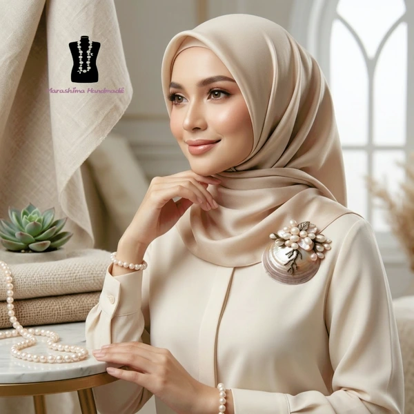 Bros Kerang Mutiara Premium Aksesoris Hijab & Pesta Mewah
