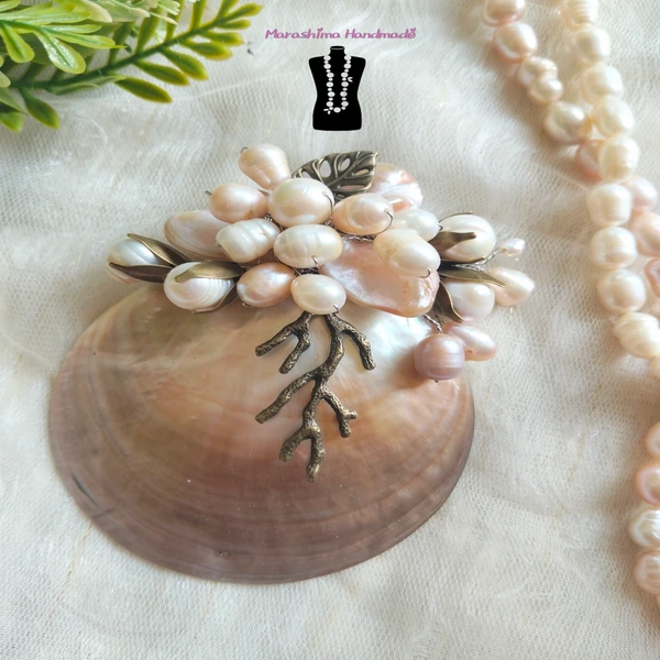 Bros Kerang Mutiara Premium Aksesoris Hijab & Pesta Mewah