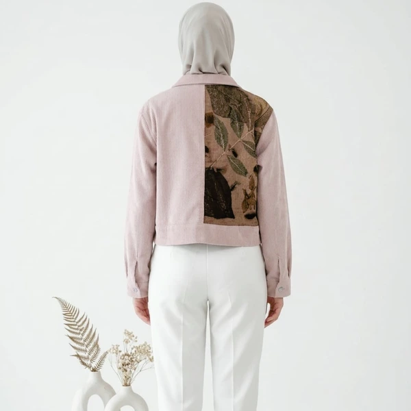 Jaket Crop Ecoprint Corduroy