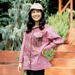Kemeja ecoprint linen X lurik Exquisite dusty pink
