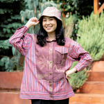 Kemeja ecoprint linen X lurik Exquisite dusty pink