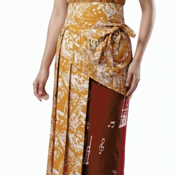 Obi rok pendek motif batik angklung harmoni