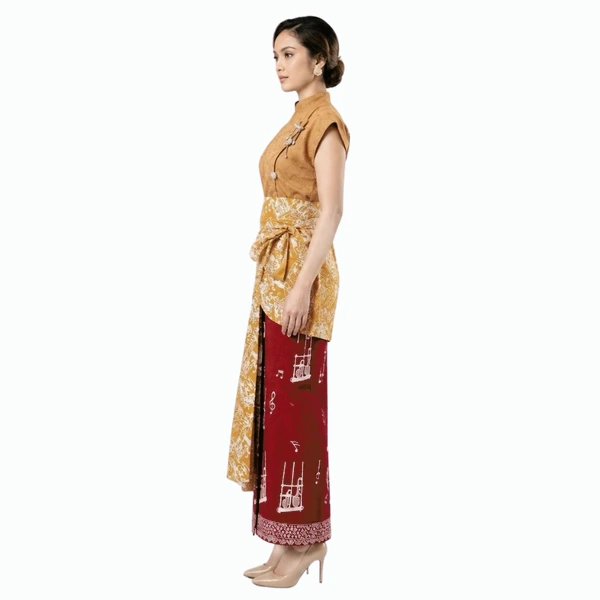 Obi rok pendek motif batik angklung harmoni