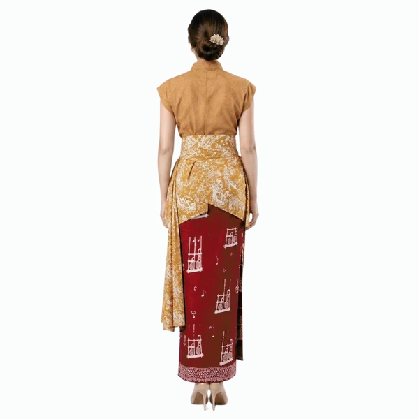 Obi rok pendek motif batik angklung harmoni