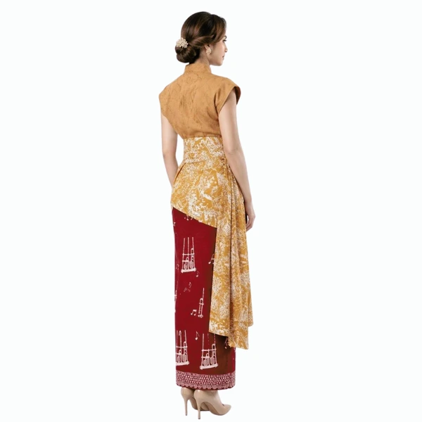Obi rok pendek motif batik angklung harmoni