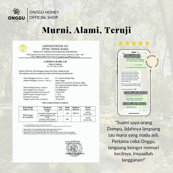 Madu Murni Onggu Java Mellifera Raw Honey 650 gr – 100% Nektar Alami, Tanpa Campuran