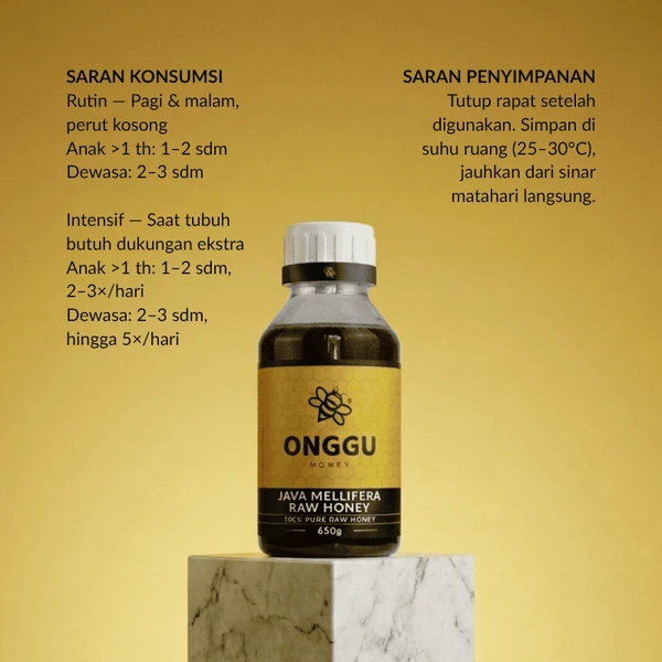 Madu Murni Onggu Java Mellifera Raw Honey 650 gr – 100% Nektar Alami, Tanpa Campuran